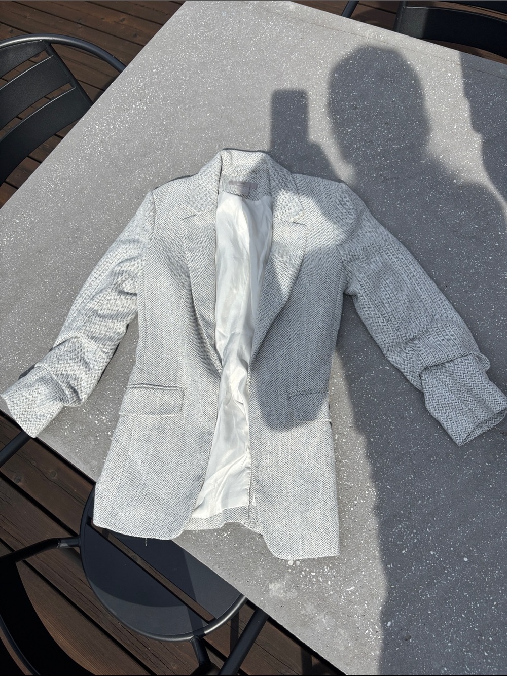 H&M Light Gray Textured Women's Blazer